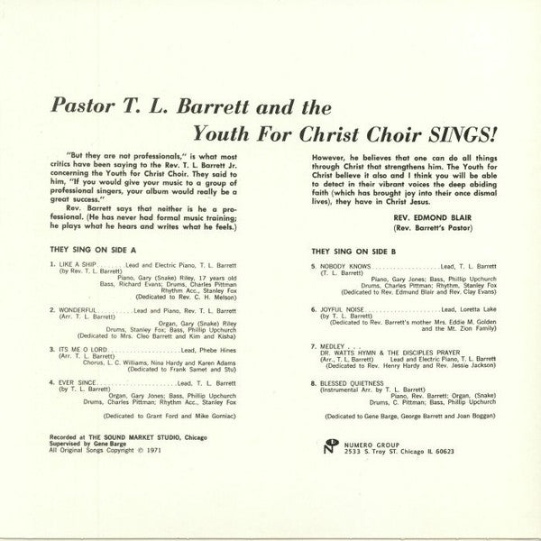 Pastor T. L. Barrett And The Youth For Christ Choir : Like A Ship... (Without A Sail) (LP, Album, RE, Spl)