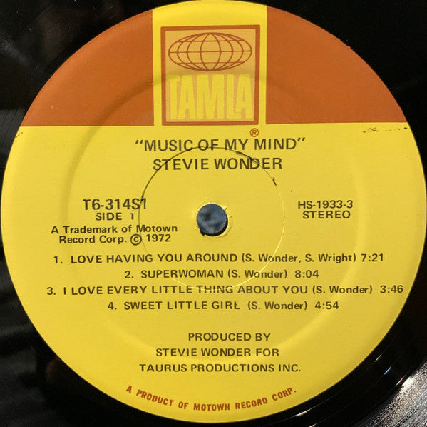 Stevie Wonder : Music Of My Mind (LP, Album, RE, Gat)