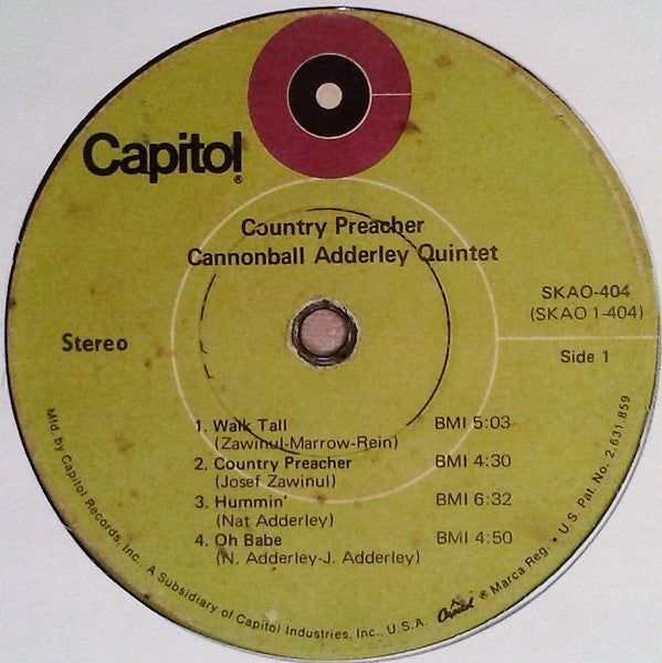 The Cannonball Adderley Quintet : Country Preacher (LP, Album, Win)