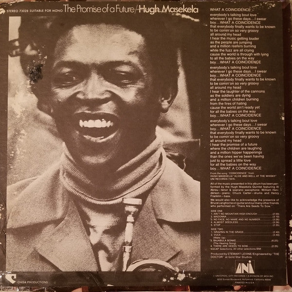 Hugh Masekela : The Promise Of A Future (LP, Album, Pin)
