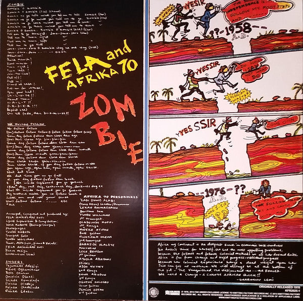 Fela Kuti And Africa 70 : Zombie (LP, Album, RE)