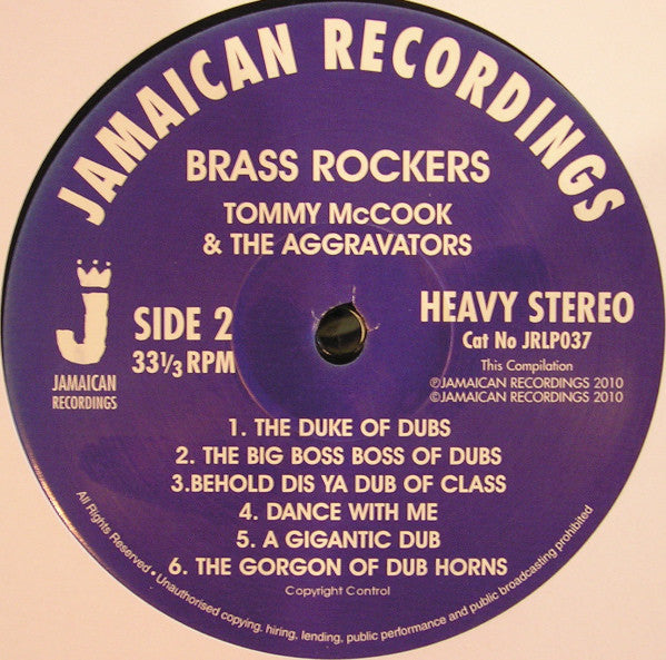 Bunny Lee & King Tubby Present Tommy McCook And The Aggrovators : Brass Rockers (LP, Album, RE)