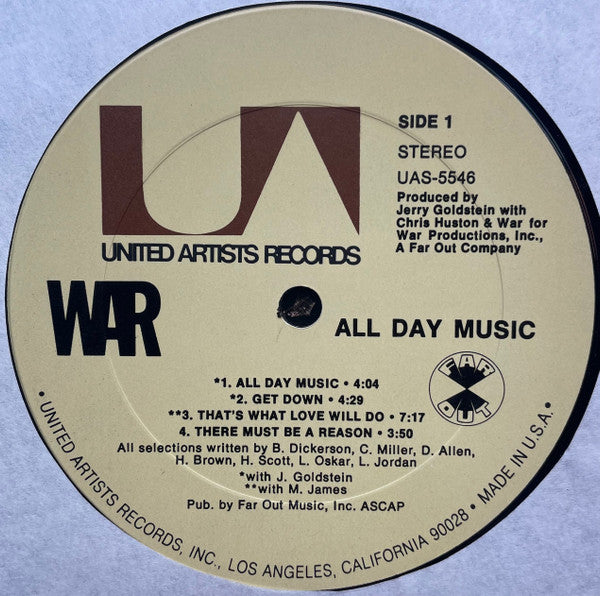 War : All Day Music (LP, Album, Pit)