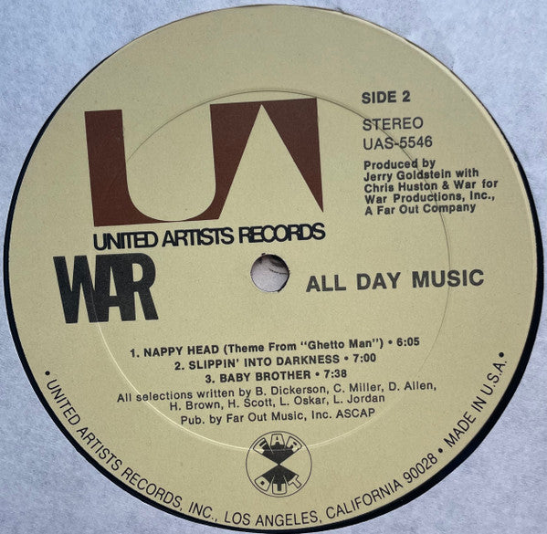 War : All Day Music (LP, Album, Pit)