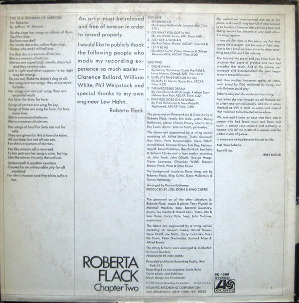 Roberta Flack - Chapter Two Vinyl LP | Thirty Birds Records