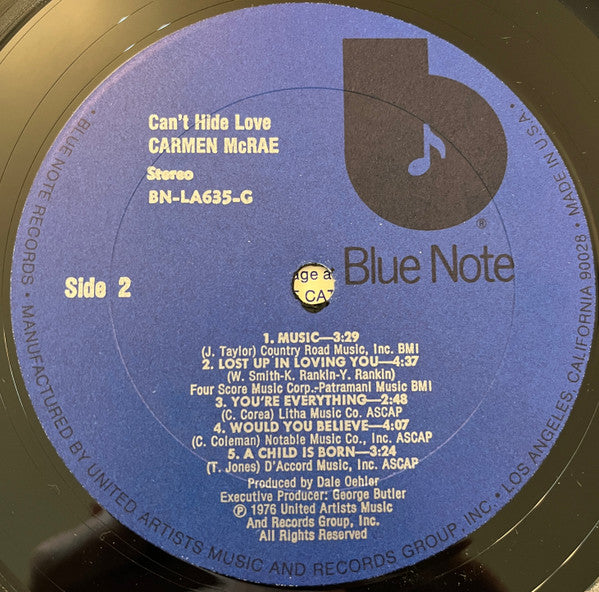 Carmen McRae : Can't Hide Love (LP, Album)