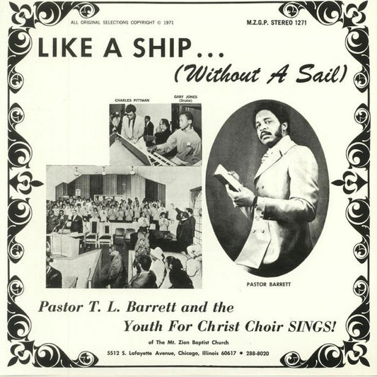 Pastor T. L. Barrett And The Youth For Christ Choir : Like A Ship... (Without A Sail) (LP, Album, RE, Spl)