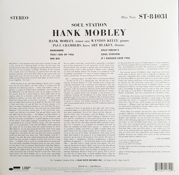 Hank Mobley : Soul Station (LP, Album, Ltd, RE, Blu)