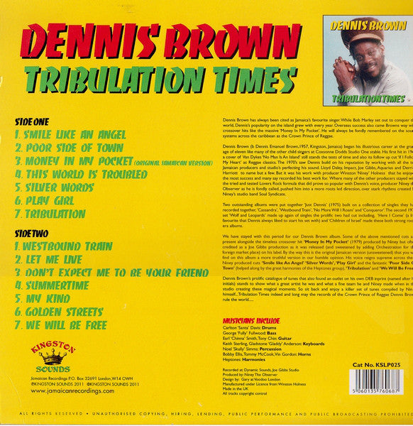 Dennis Brown : Tribulation Times (LP, Comp)