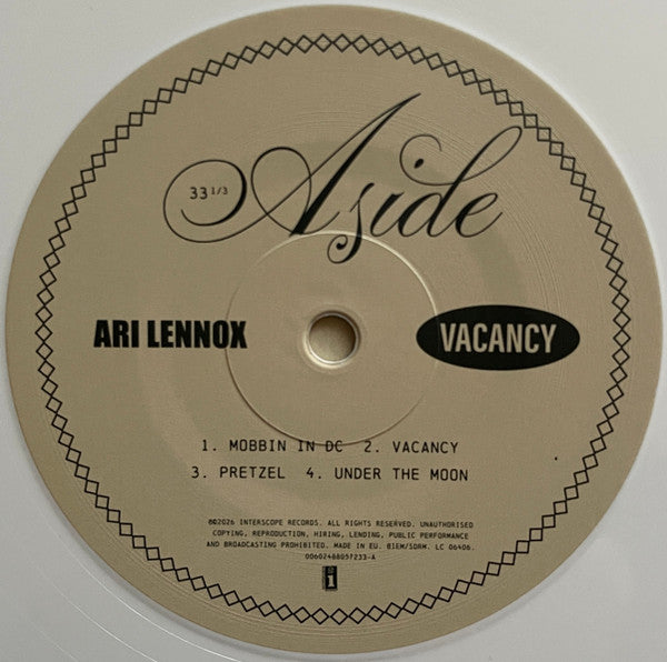 Ari Lennox : Vacancy (2xLP, Album, Ltd, Whi)