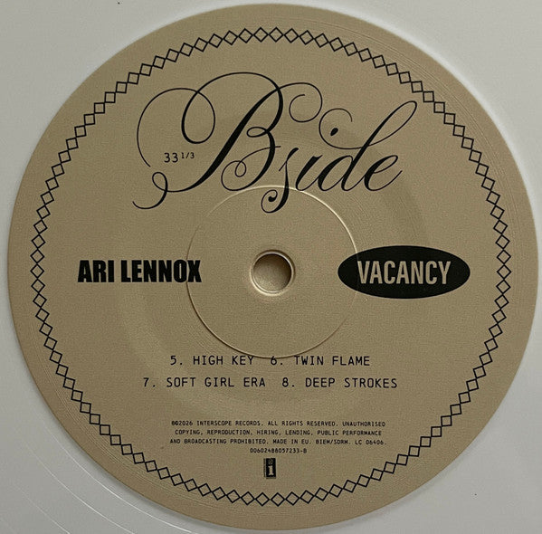 Ari Lennox : Vacancy (2xLP, Album, Ltd, Whi)
