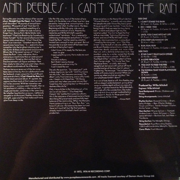 Ann Peebles : I Can't Stand The Rain (LP, Album, Ltd, RM, 180)
