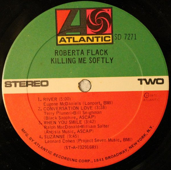 Roberta Flack : Killing Me Softly (LP, Album, RI )